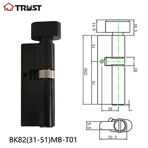 TRUST BK82(31-51)MB-T01 Brass Euro Profile Thumb Turn Bathroom 5 Pin Cylinder